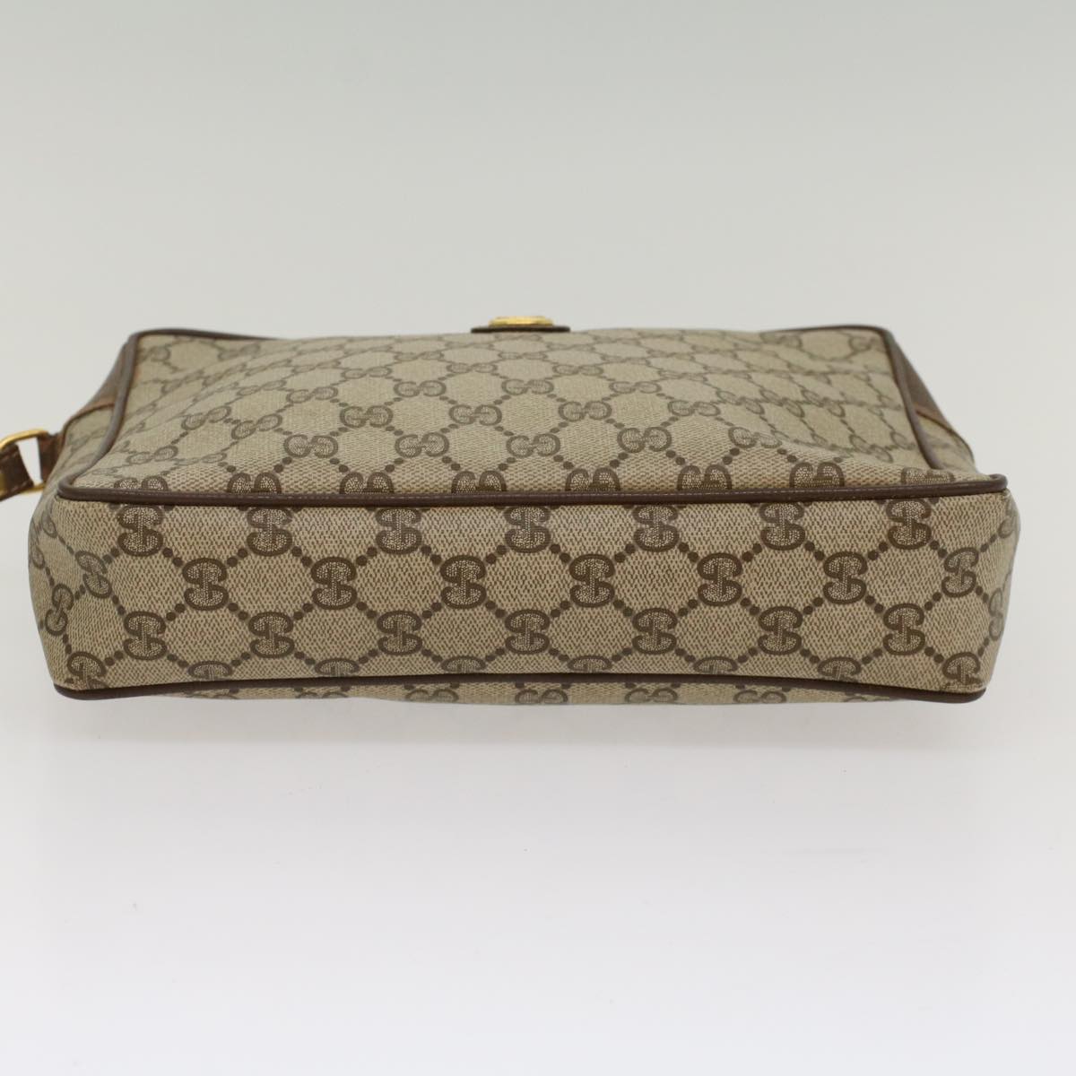 GUCCI GG Canvas Clutch Bag PVC Leather Beige yb355