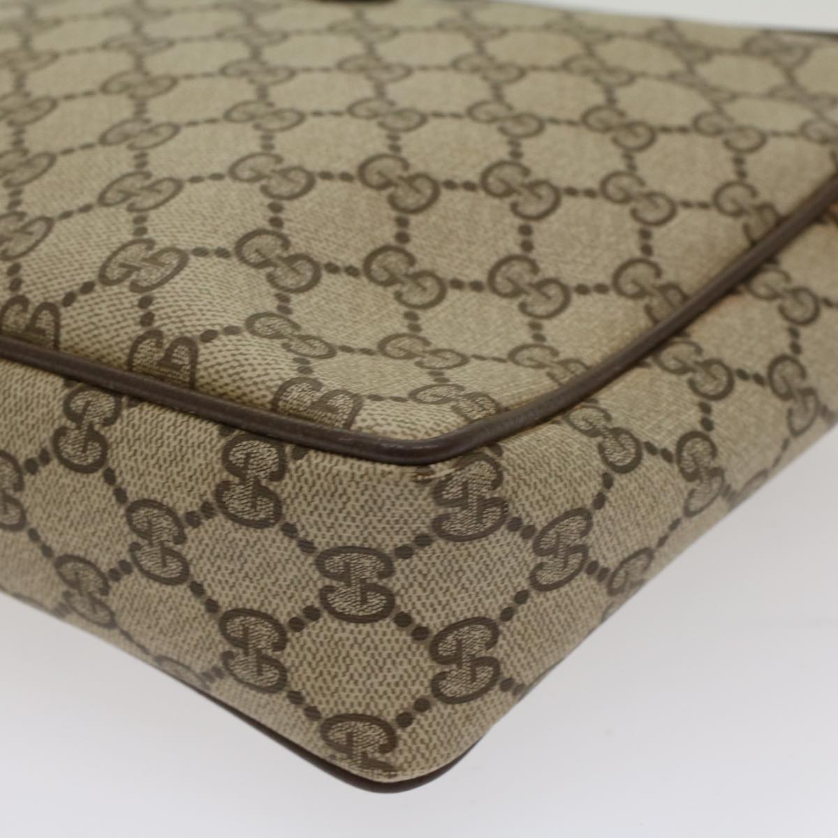 GUCCI GG Canvas Clutch Bag PVC Leather Beige yb355