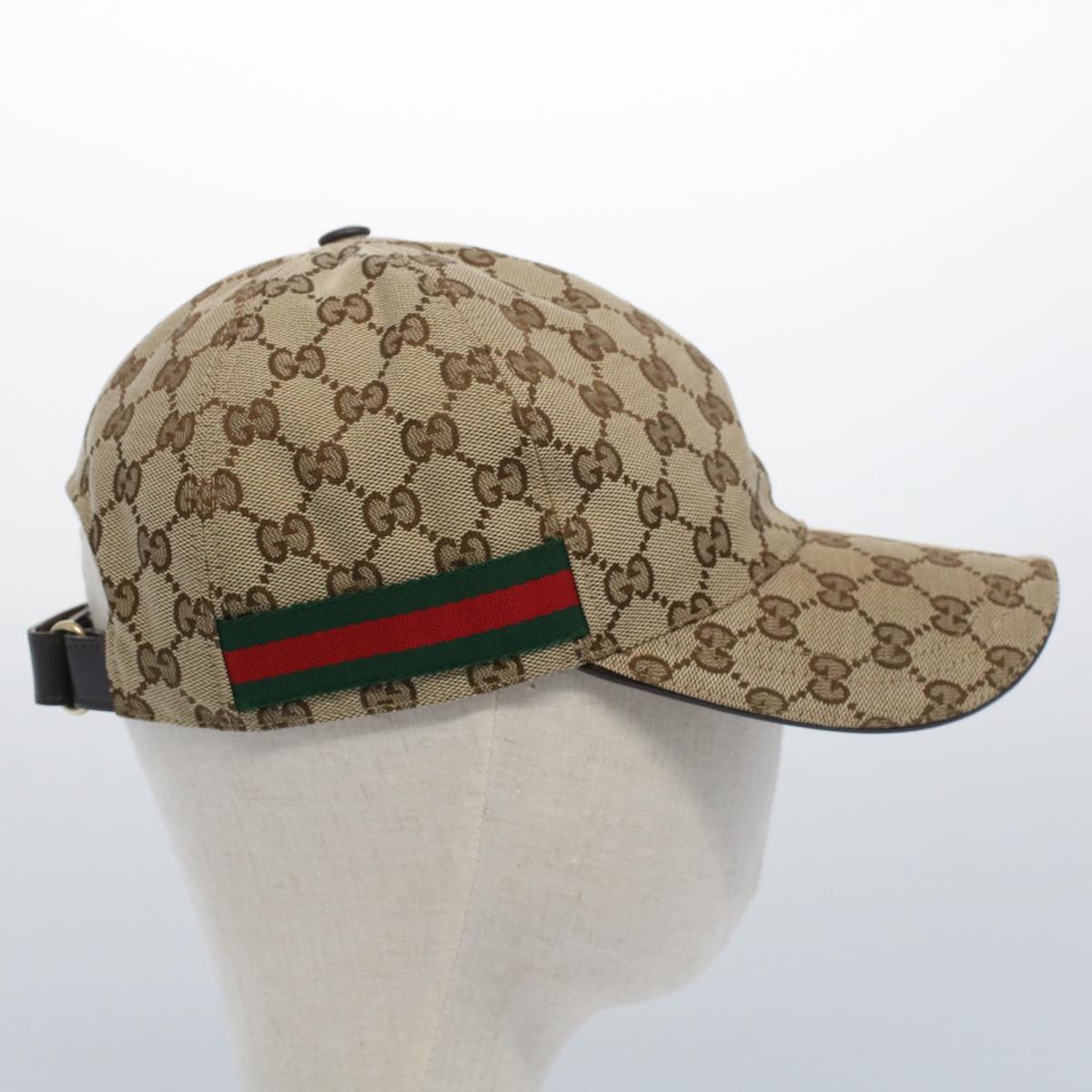 GUCCI GG Canvas Web Sherry Line Cap L Beige Red Green 200035 yb357
