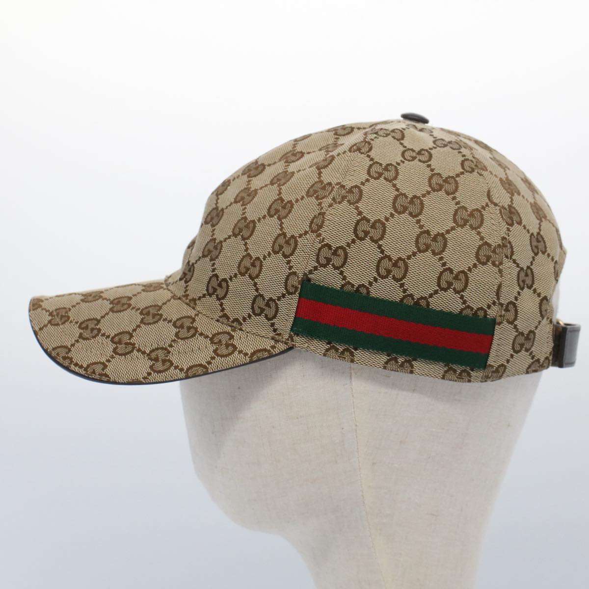 GUCCI GG Canvas Web Sherry Line Cap L Beige Red Green 200035 yb357