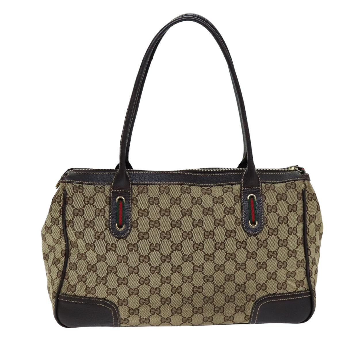 GUCCI GG Canvas Princess Web Sherry Line Tote Bag Beige Red 177052 yb572
