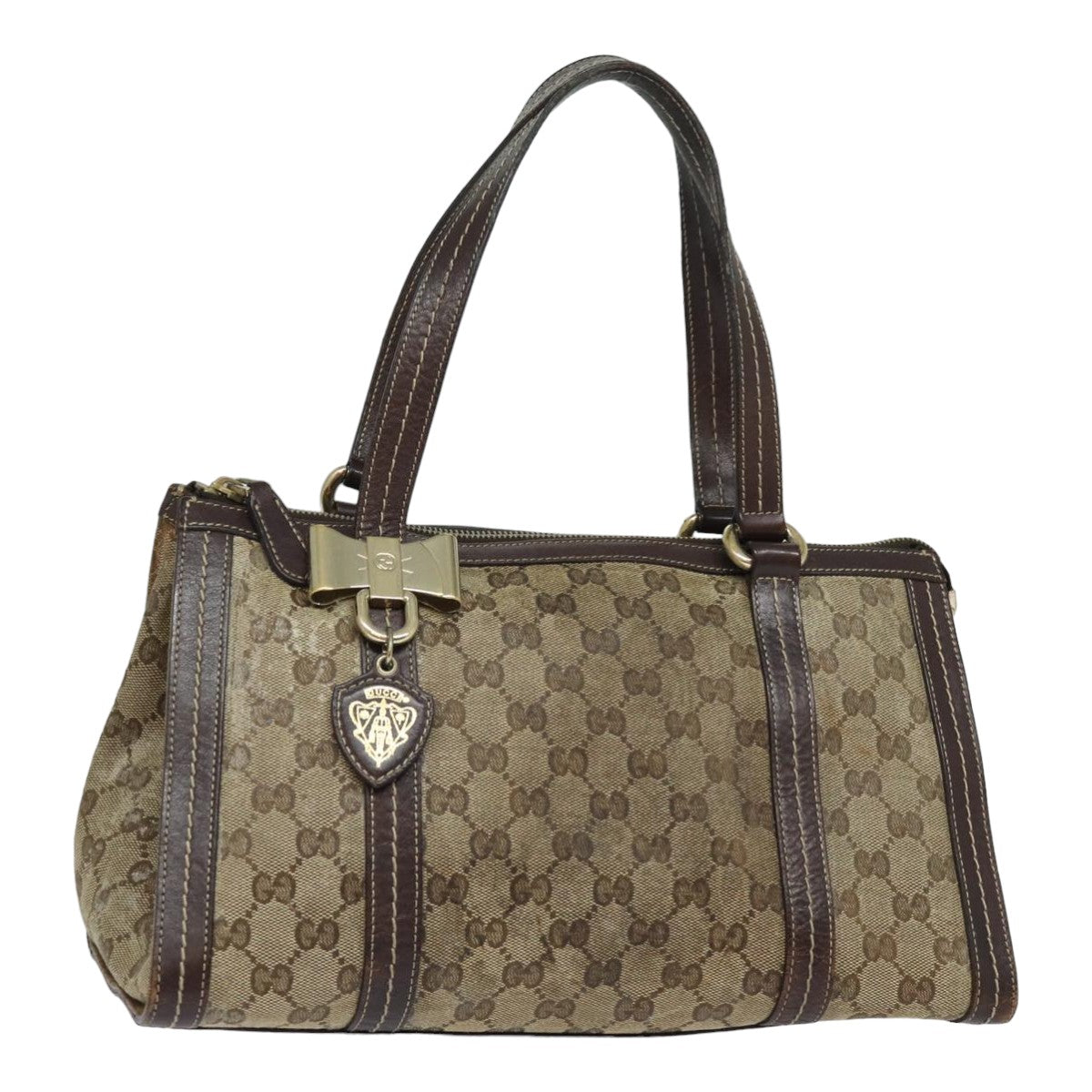 GUCCI GG Crystal Hand Bag PVC Leather Beige Brown 181490 yb591
