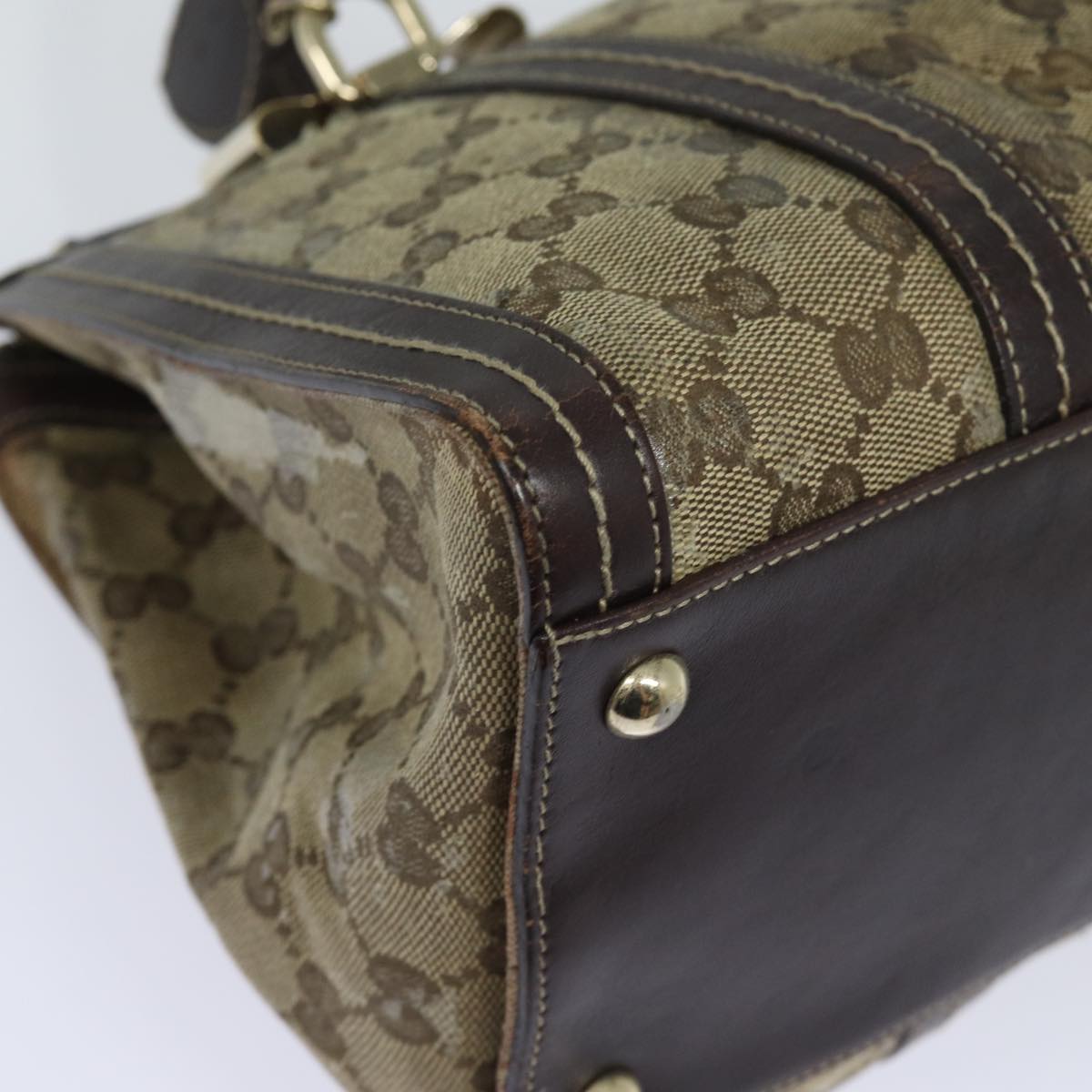 GUCCI GG Crystal Hand Bag PVC Leather Beige Brown 181490 yb591
