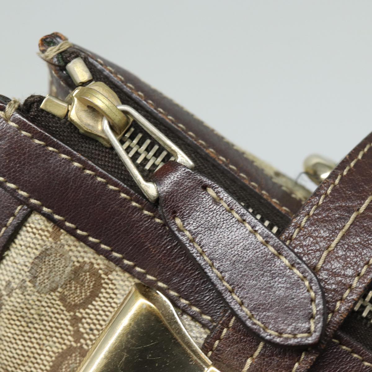 GUCCI GG Crystal Hand Bag PVC Leather Beige Brown 181490 yb591