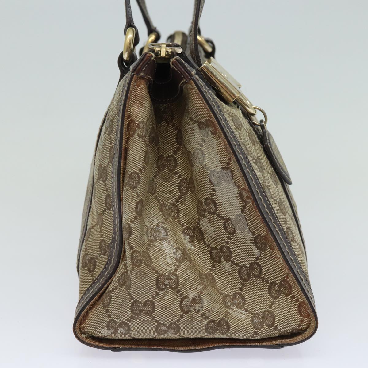 GUCCI GG Crystal Hand Bag PVC Leather Beige Brown 181490 yb591