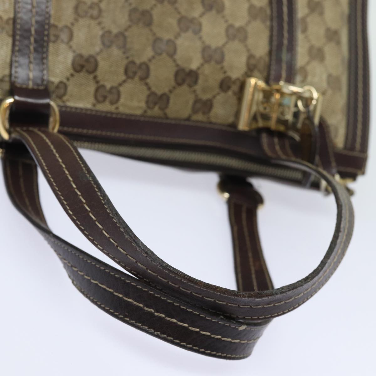 GUCCI GG Crystal Hand Bag PVC Leather Beige Brown 181490 yb591