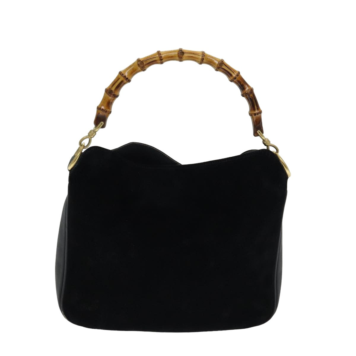 GUCCI Bamboo Hand Bag Suede 2way Black 001 3444 1638 yb601