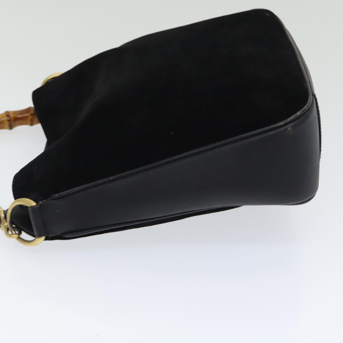 GUCCI Bamboo Hand Bag Suede 2way Black 001 3444 1638 yb601