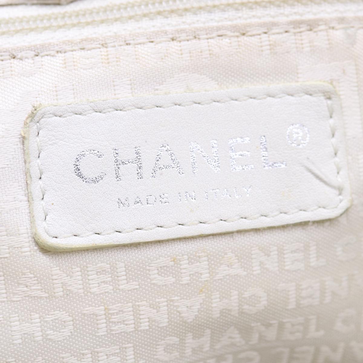 CHANEL Hand Bag Canvas Leather Beige CC yb619