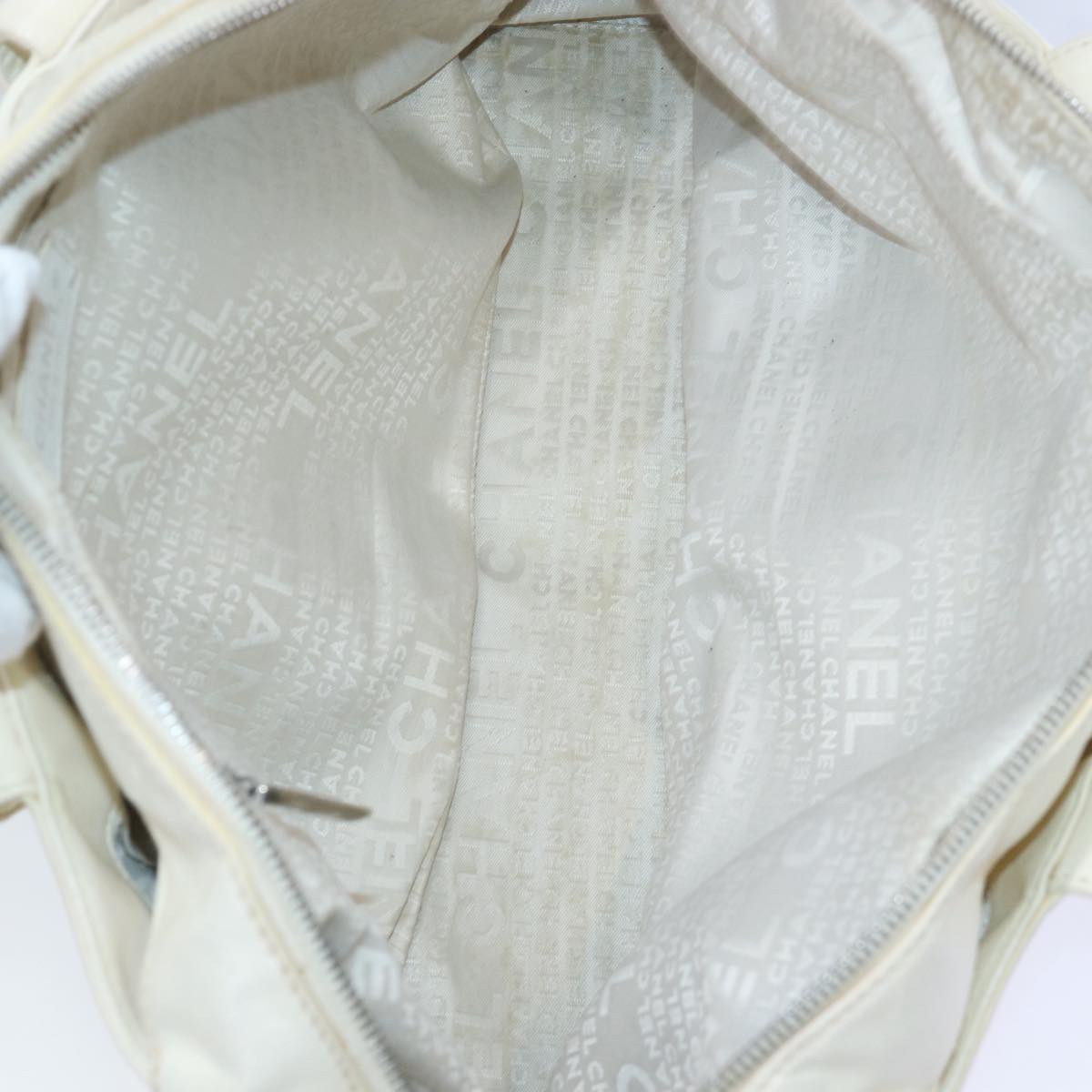 CHANEL Hand Bag Canvas Leather Beige CC yb619