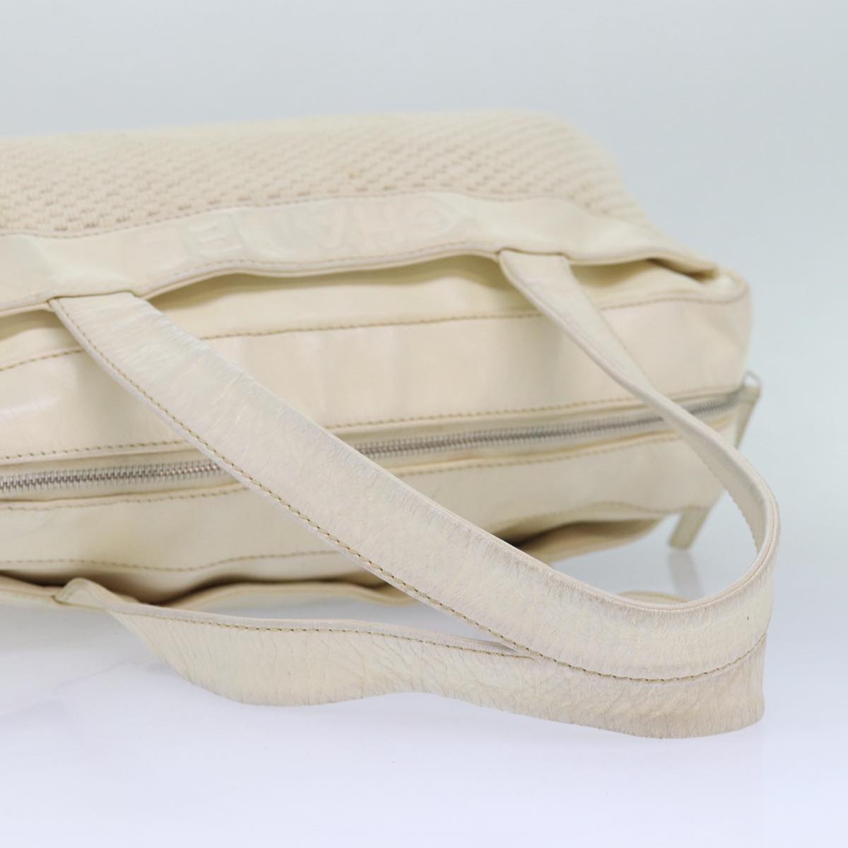CHANEL Hand Bag Canvas Leather Beige CC yb619