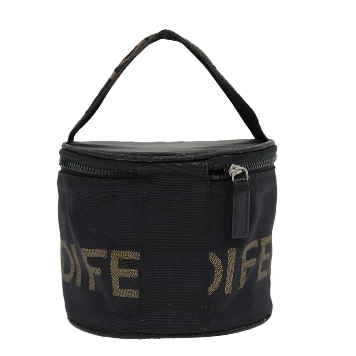FENDI Hand Bag Canvas Brown Black yb646