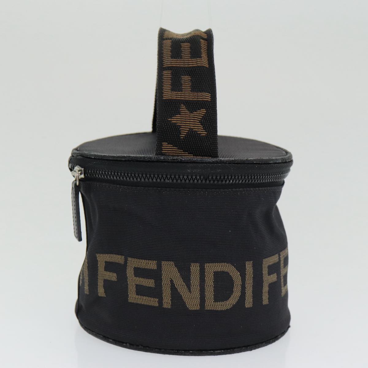 FENDI Hand Bag Canvas Brown Black yb646