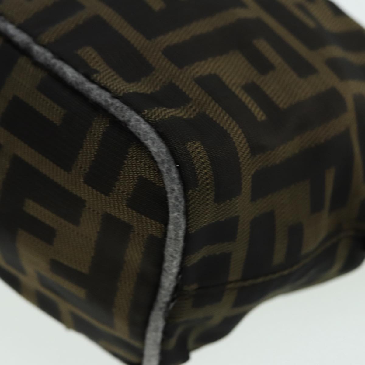 FENDI Zucca Canvas Mamma bucket Shoulder Bag Brown Black yb648