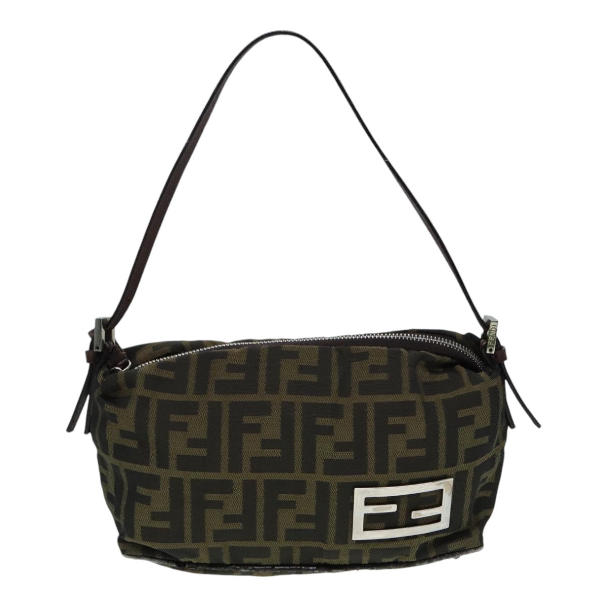 FENDI Zucca Canvas Mamma bucket Shoulder Bag Brown Black yb648