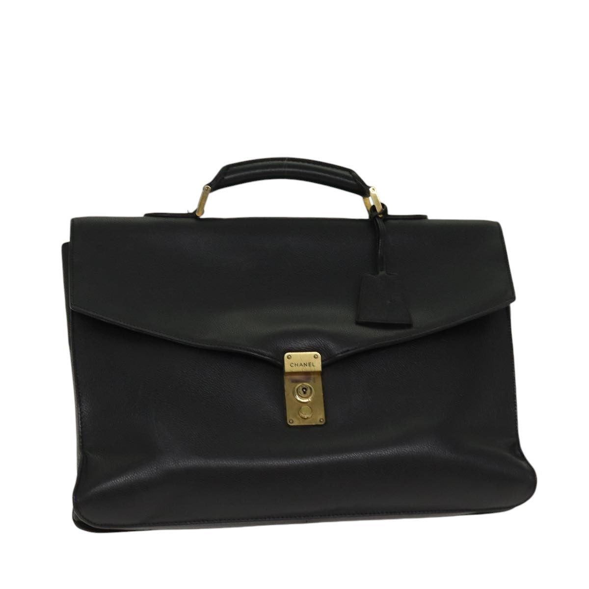 CHANEL Business Bag Caviar Skin Black Gold CC yb667