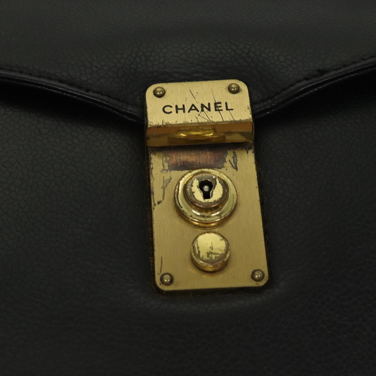 CHANEL Business Bag Caviar Skin Black Gold CC yb667