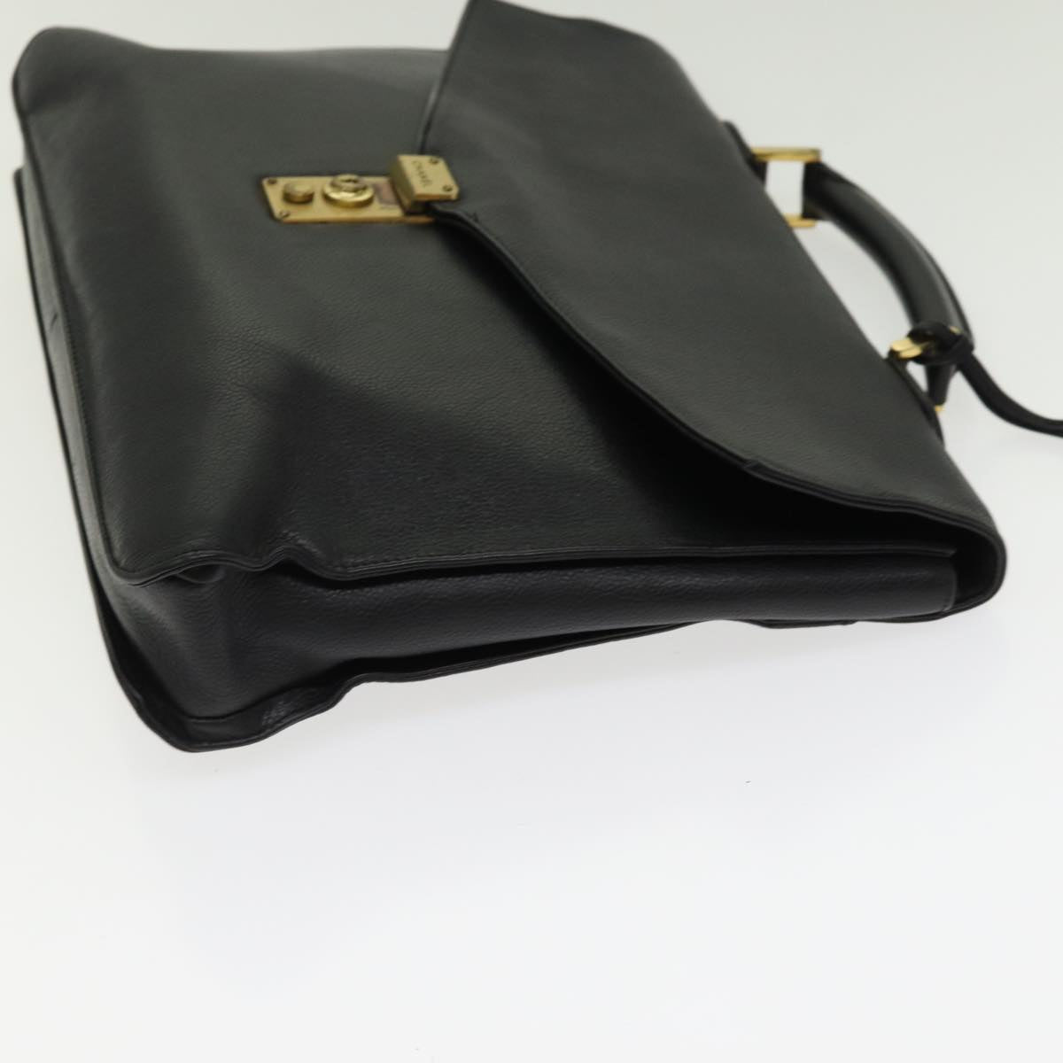 CHANEL Business Bag Caviar Skin Black Gold CC yb667