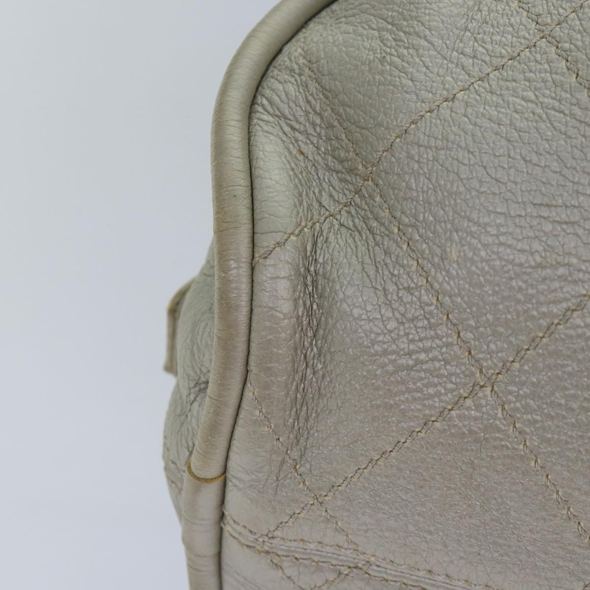 CHANEL Matelasse Hand Bag Leather Silver CC yb675