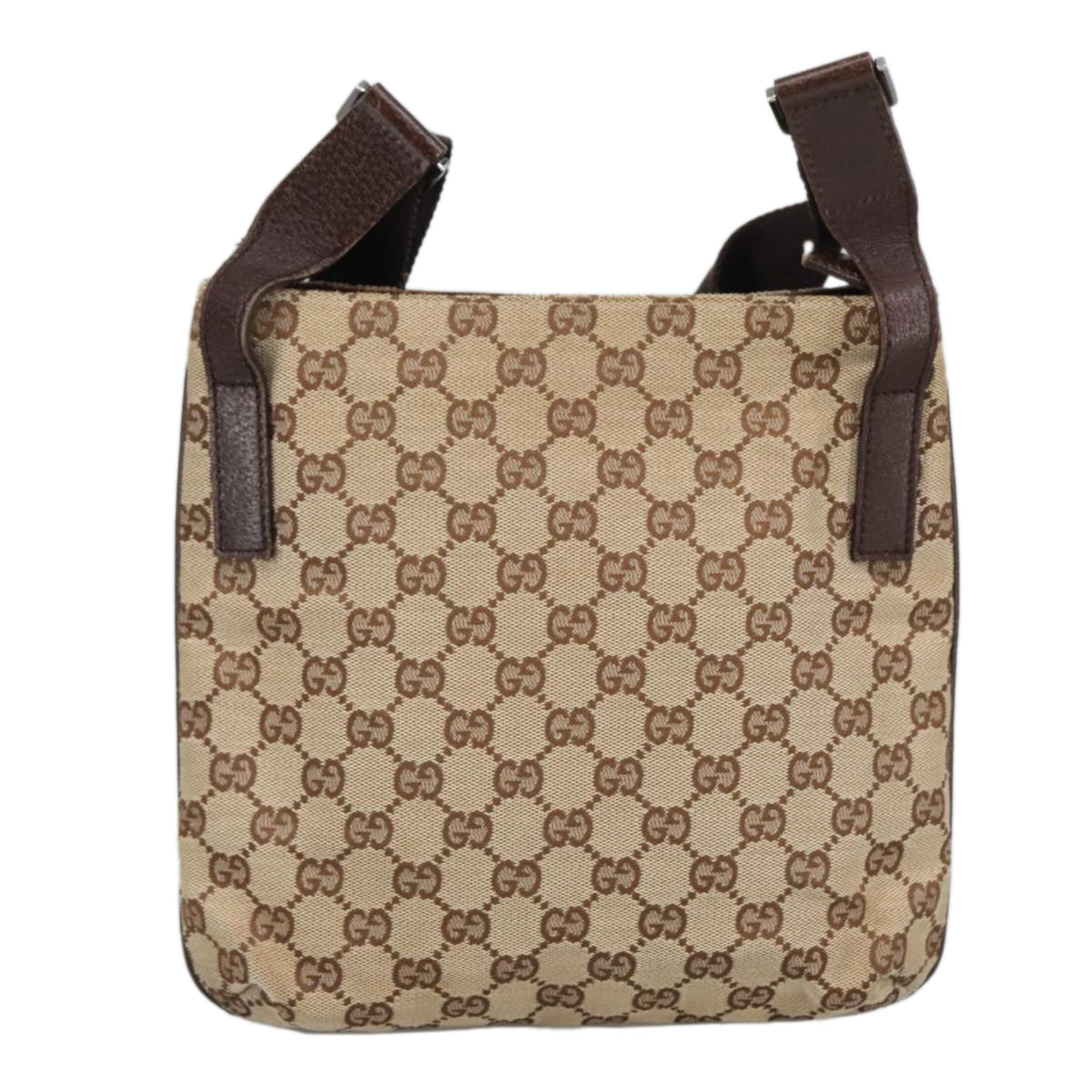 GUCCI GG Canvas Shoulder Bag Beige Silver 122793 yb709