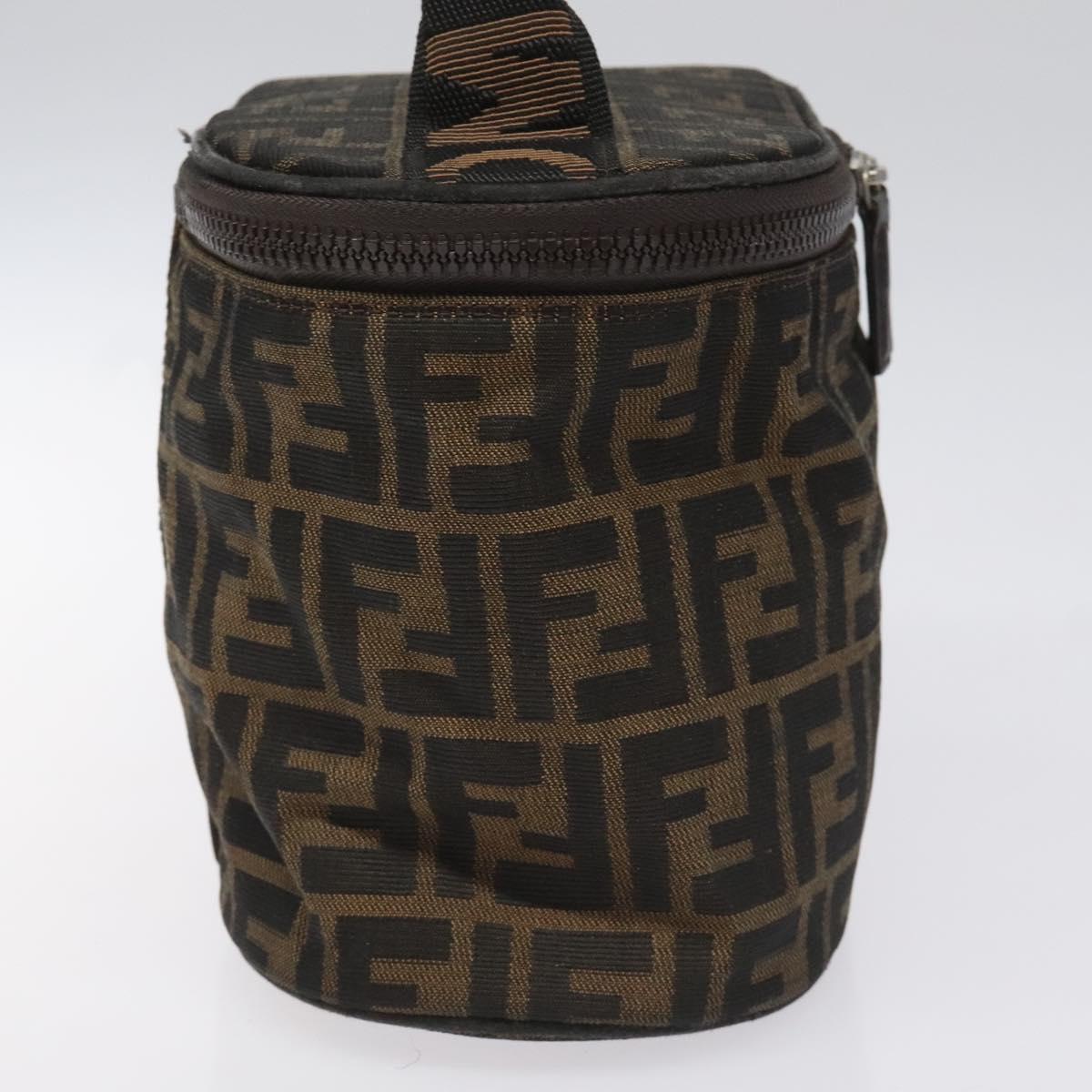 FENDI Zucca Canvas Vanity Hand Bag Brown Black yb723