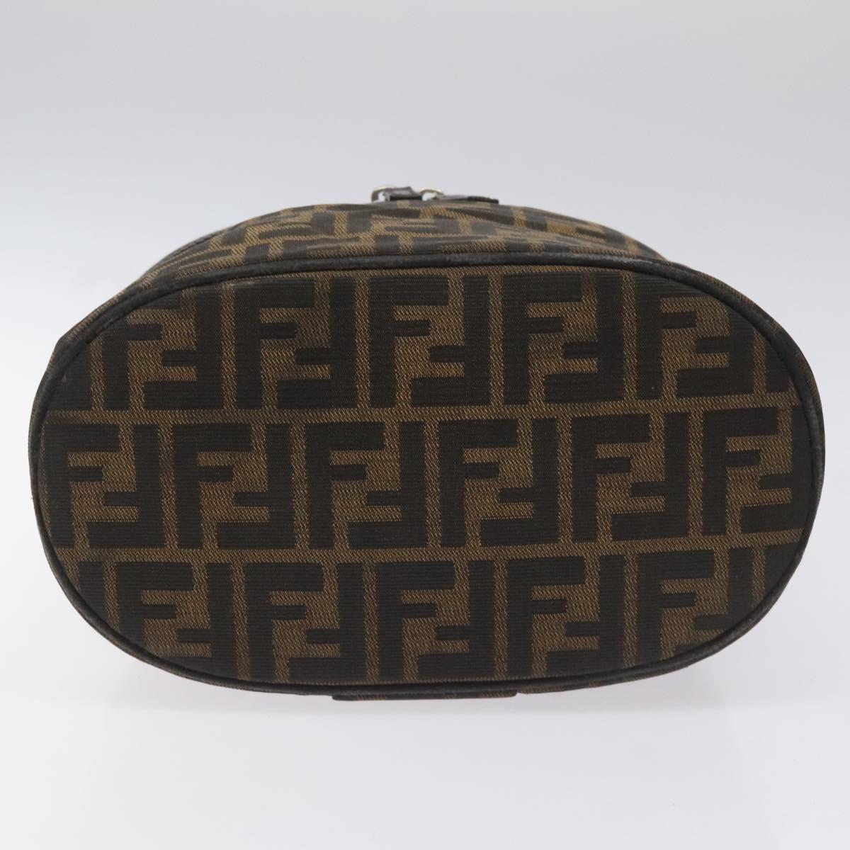 FENDI Zucca Canvas Vanity Hand Bag Brown Black yb723