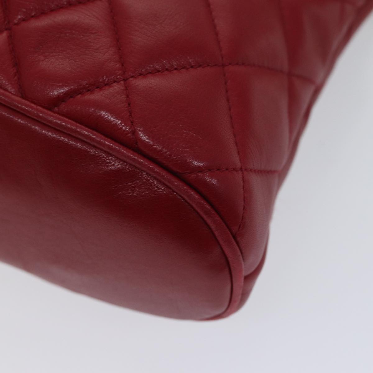 CHANEL Matelasse Chain Shoulder Bag Leather Red CC yk11662