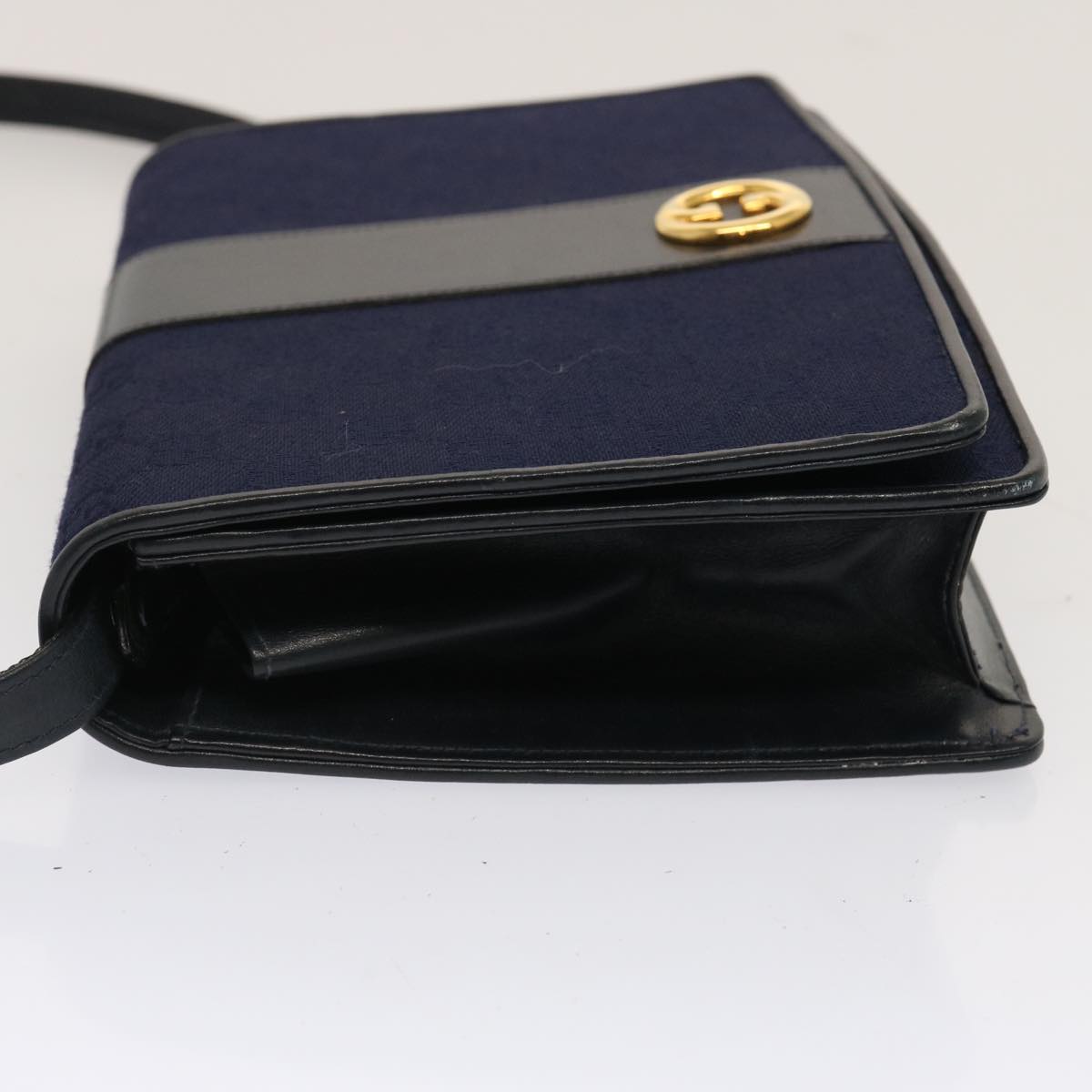 GUCCI GG Canvas Shoulder Bag Navy Black yk11772