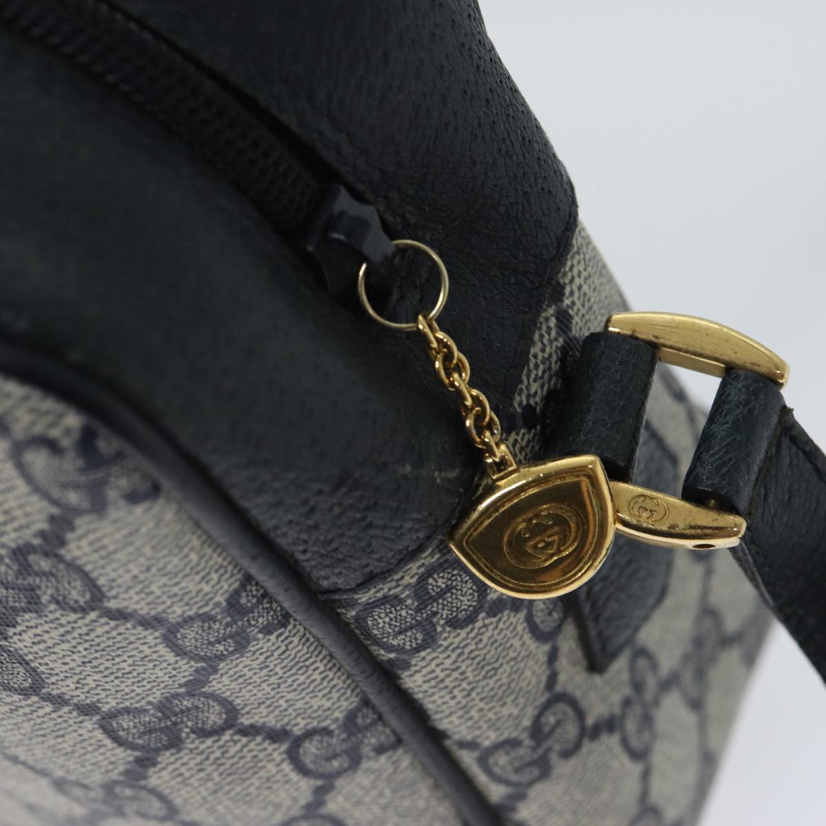 GUCCI GG Canvas Sherry Line Shoulder Bag PVC Navy Red yk11810