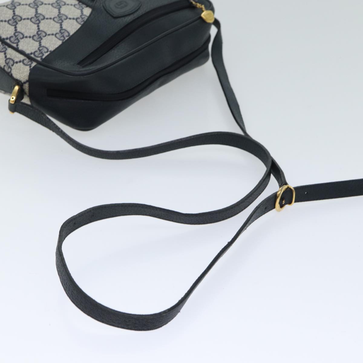 GUCCI GG Canvas Sherry Line Shoulder Bag PVC Navy Red yk11810