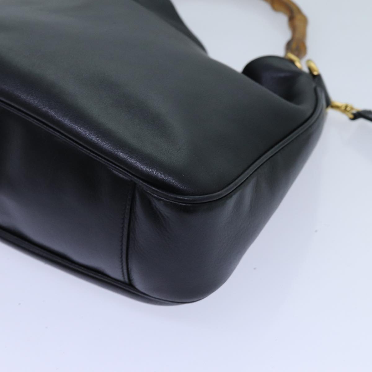 GUCCI Bamboo Hand Bag Leather 2way Black 001 2113 1638 yk11916