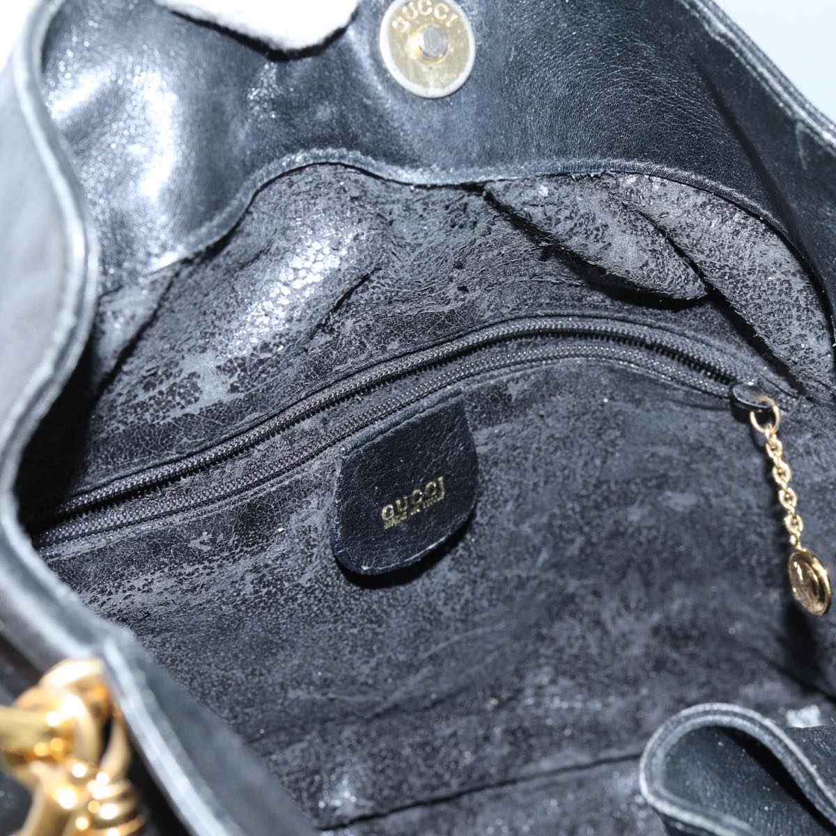 GUCCI Bamboo Hand Bag Leather 2way Black 001 2113 1638 yk11916