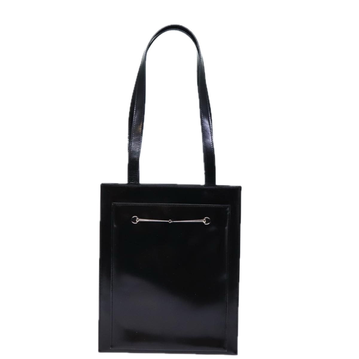 GUCCI Horsebit Shoulder Bag Enamel Black yk11952