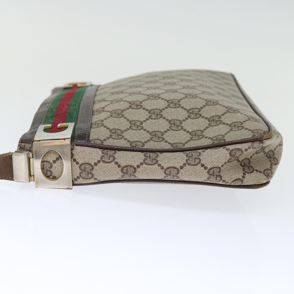 GUCCI GG Supreme Web Sherry Line Shoulder Bag PVC Beige Red Green yk11953