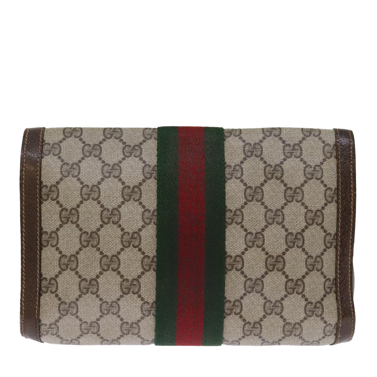 GUCCI GG Canvas Web Sherry Line Clutch Bag Beige Green 84 01 006 yk12008