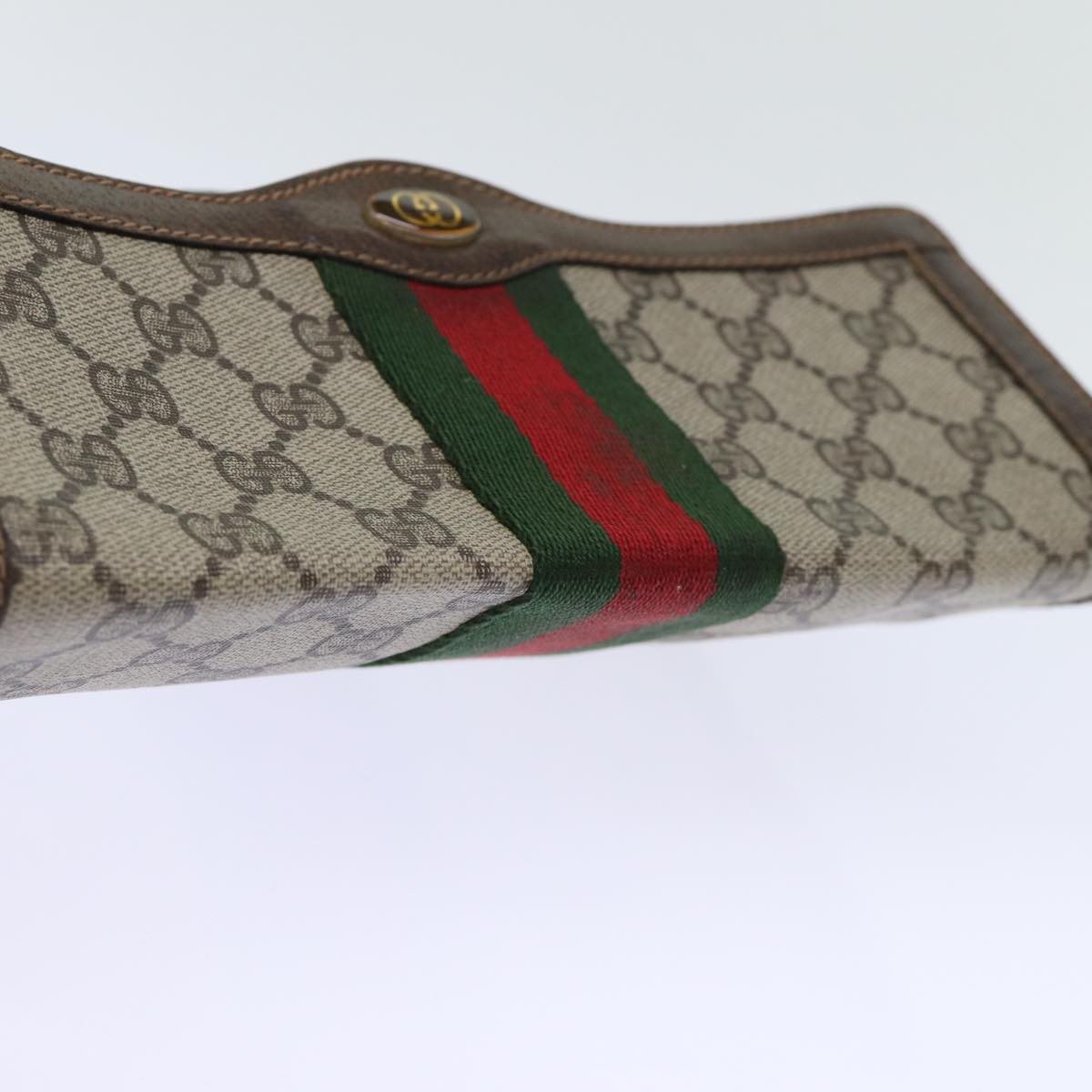 GUCCI GG Canvas Web Sherry Line Clutch Bag Beige Green 84 01 006 yk12008