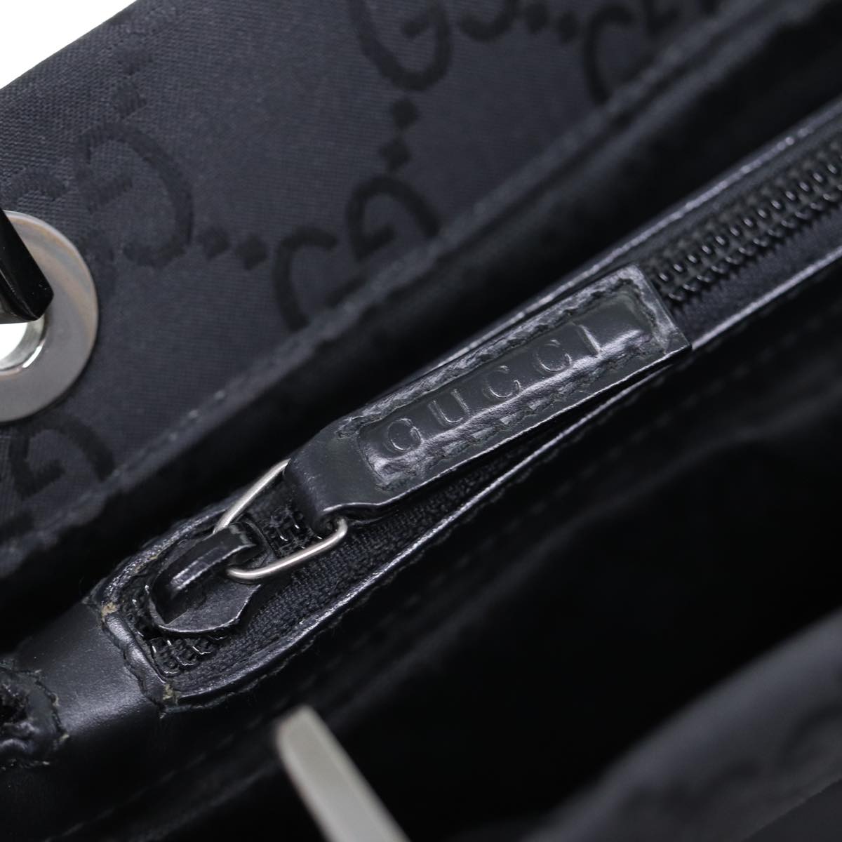 GUCCI Bamboo GG Canvas Hand Bag Nylon Black 002 1010 yk12012