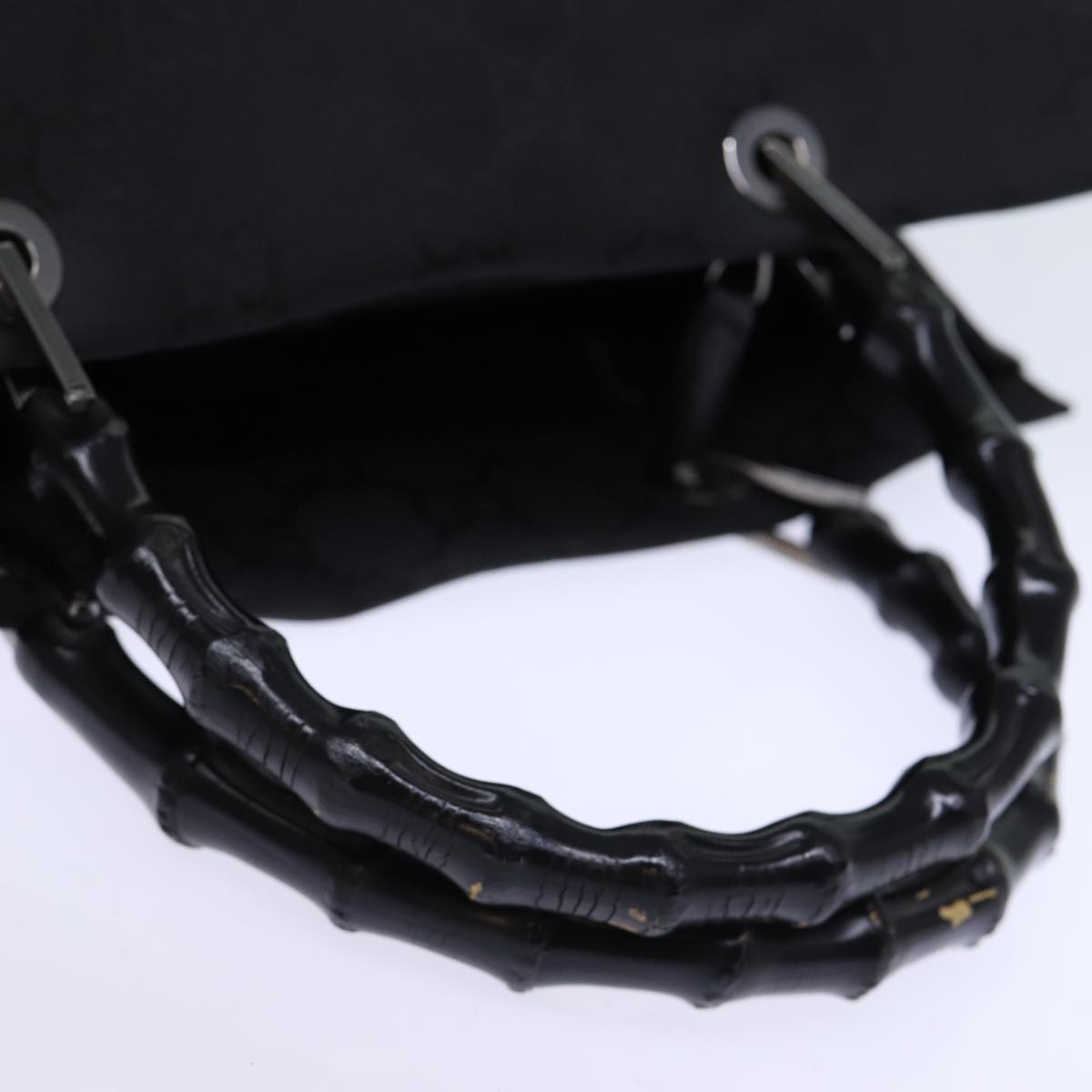 GUCCI Bamboo GG Canvas Hand Bag Nylon Black 002 1010 yk12012
