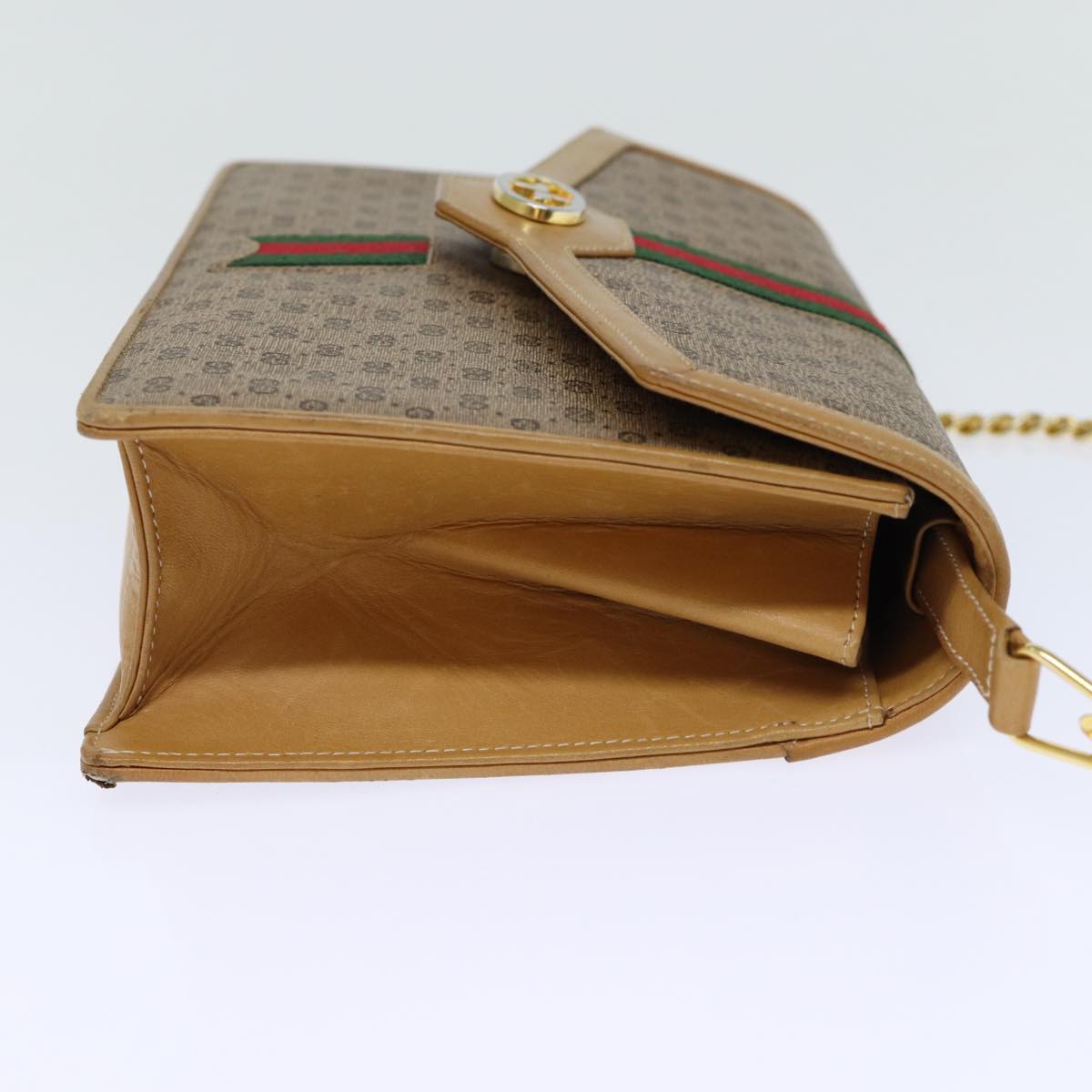 GUCCI Micro GG Supreme Chain Web Sherry Line Shoulder Bag PVC Beige yk12014