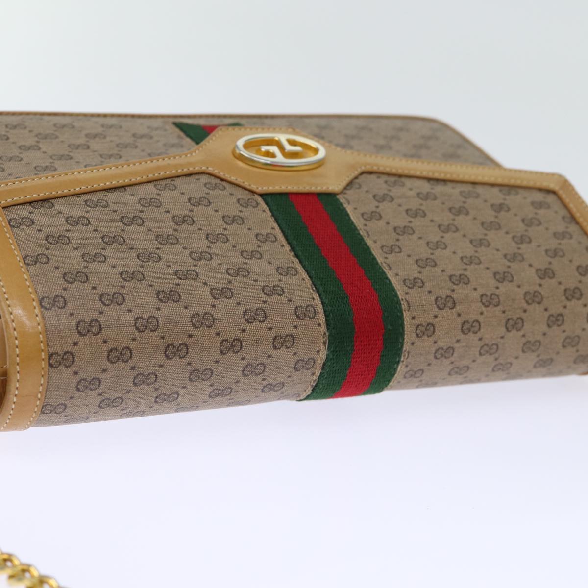GUCCI Micro GG Supreme Chain Web Sherry Line Shoulder Bag PVC Beige yk12014