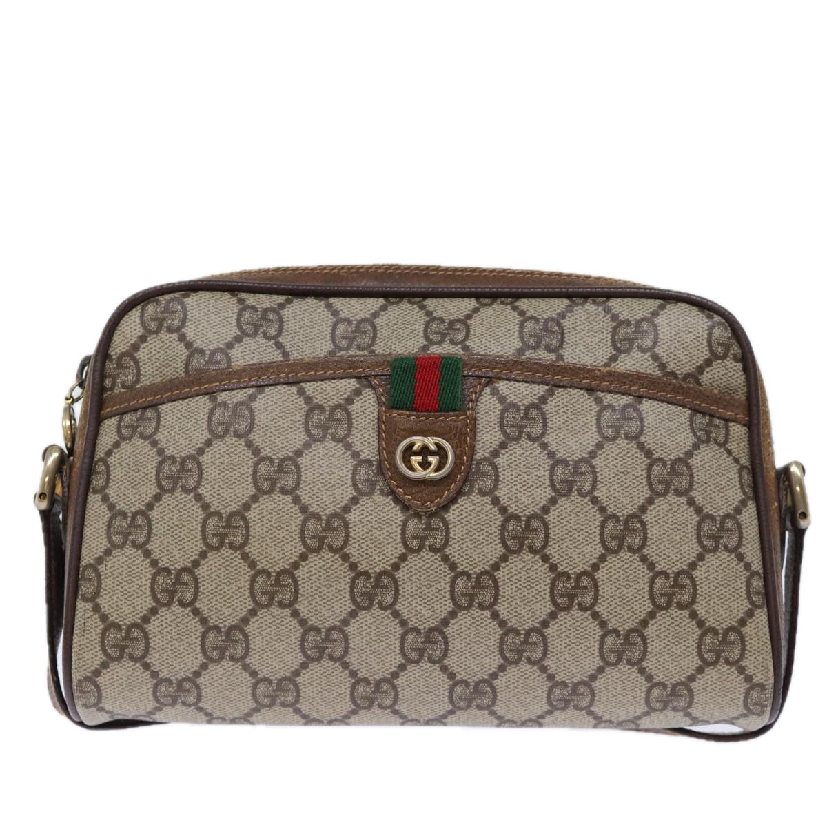 GUCCI GG Supreme Web Sherry Line Shoulder Bag PVC Beige 156 02 089 yk12027