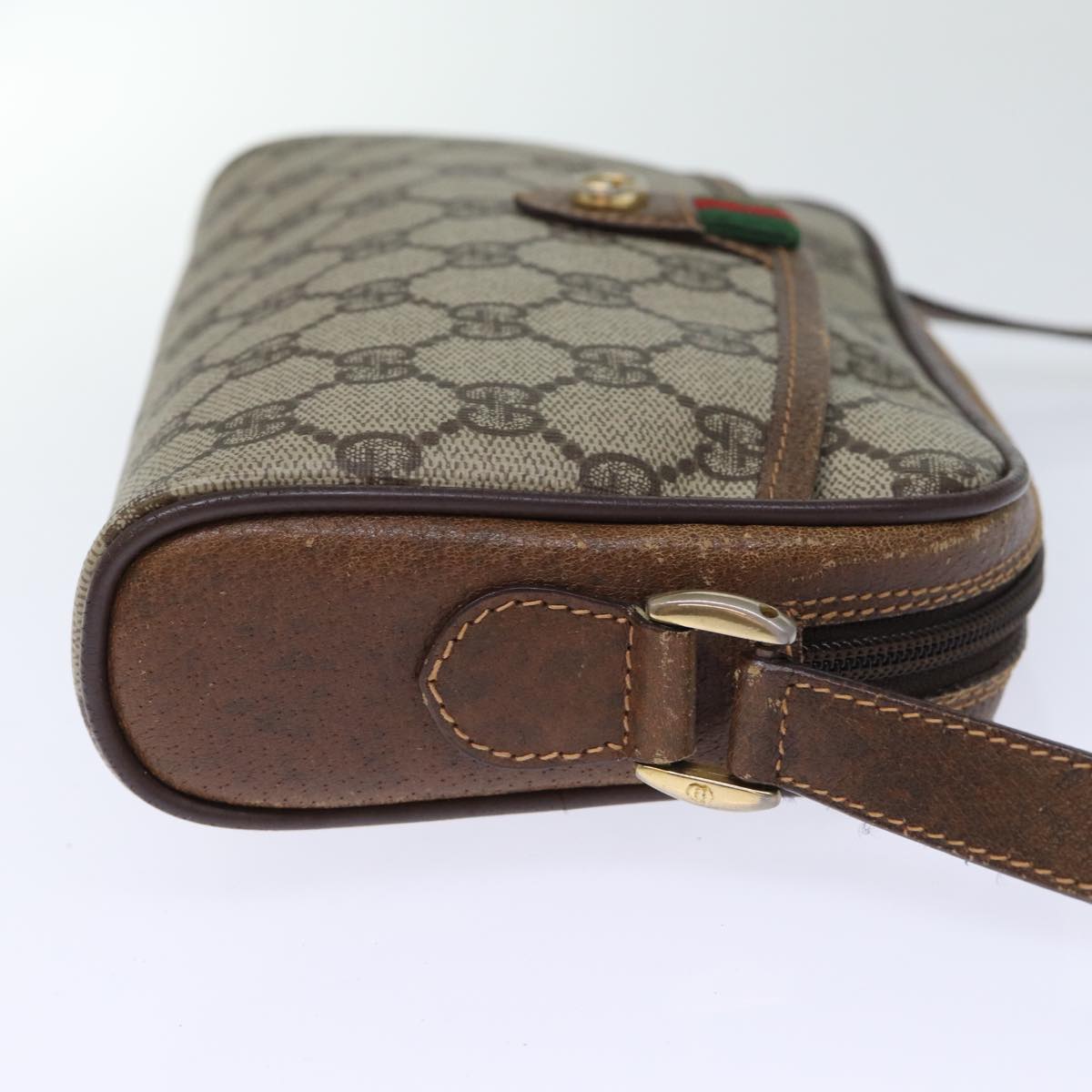 GUCCI GG Supreme Web Sherry Line Shoulder Bag PVC Beige 156 02 089 yk12027