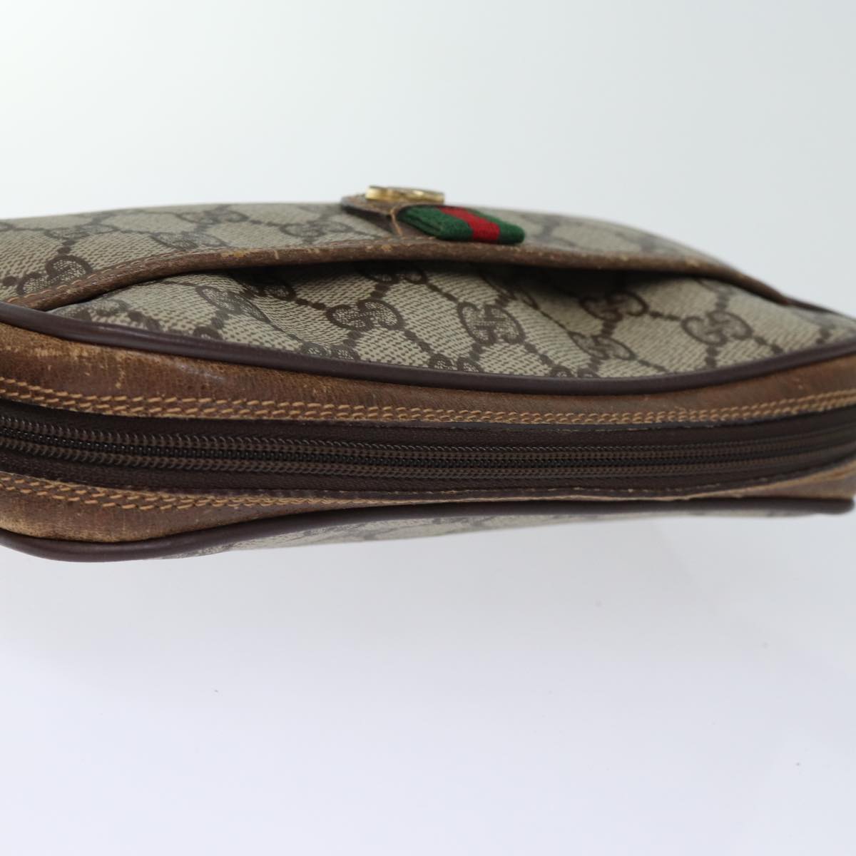 GUCCI GG Supreme Web Sherry Line Shoulder Bag PVC Beige 156 02 089 yk12027