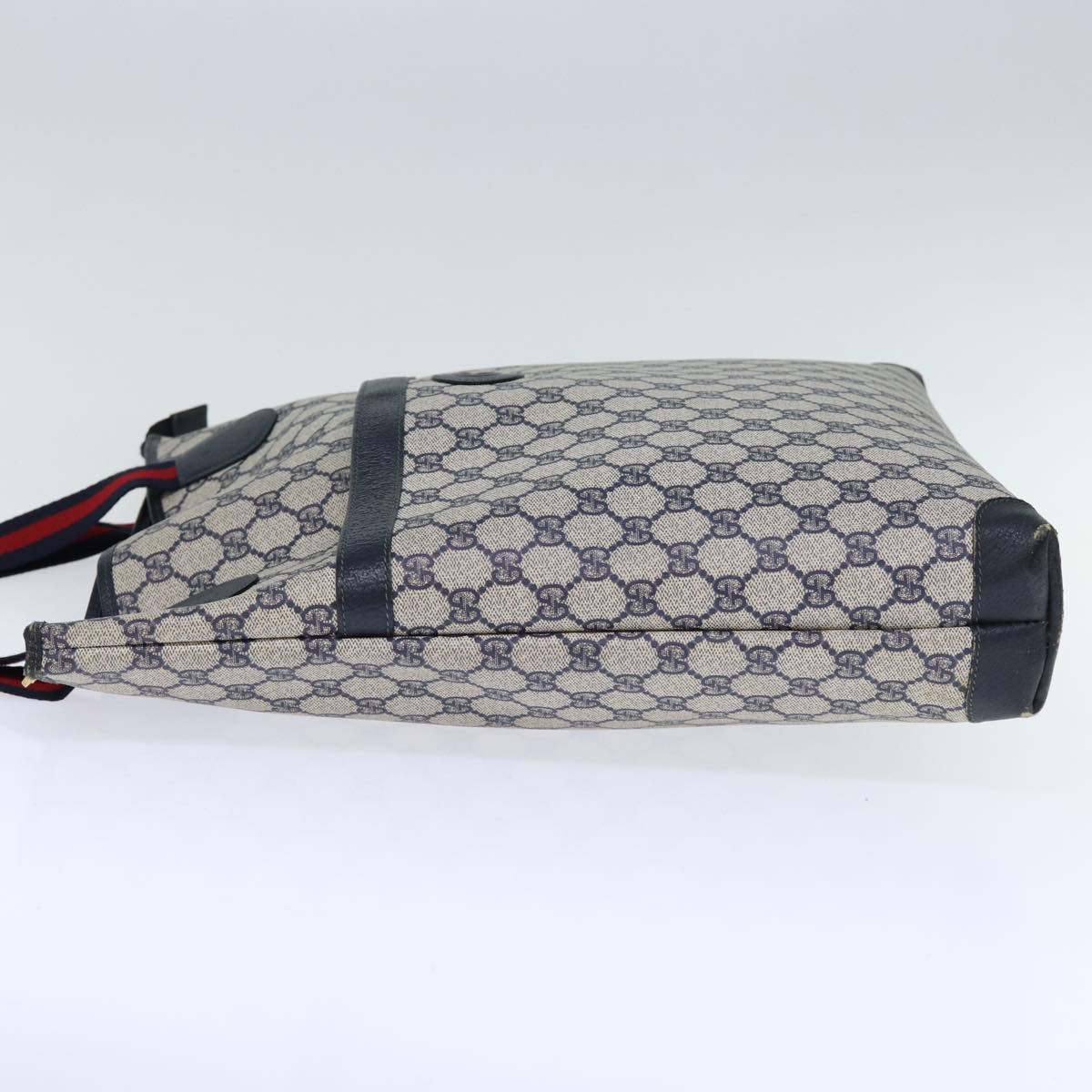GUCCI GG Supreme Sherry Line Tote Bag PVC Navy Red yk12029