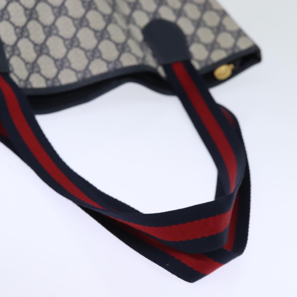 GUCCI GG Supreme Sherry Line Tote Bag PVC Navy Red yk12029
