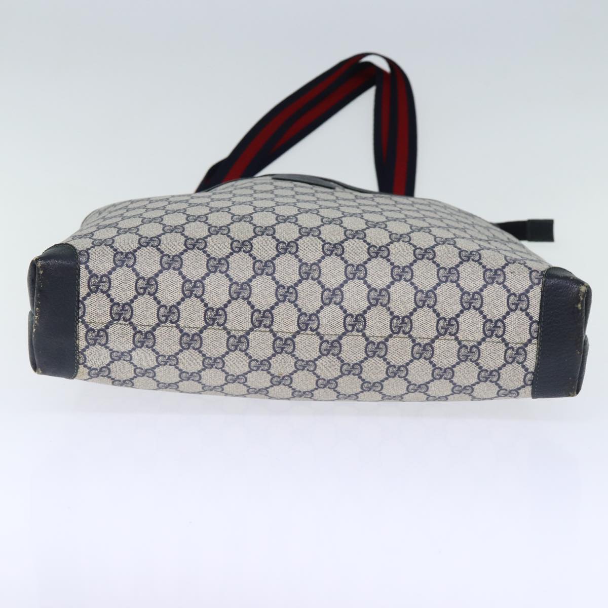 GUCCI GG Supreme Sherry Line Tote Bag PVC Navy Red yk12029