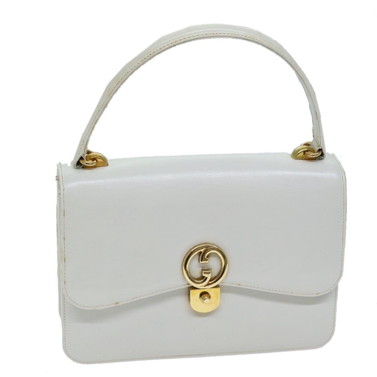 GUCCI Hand Bag Leather White yk12076