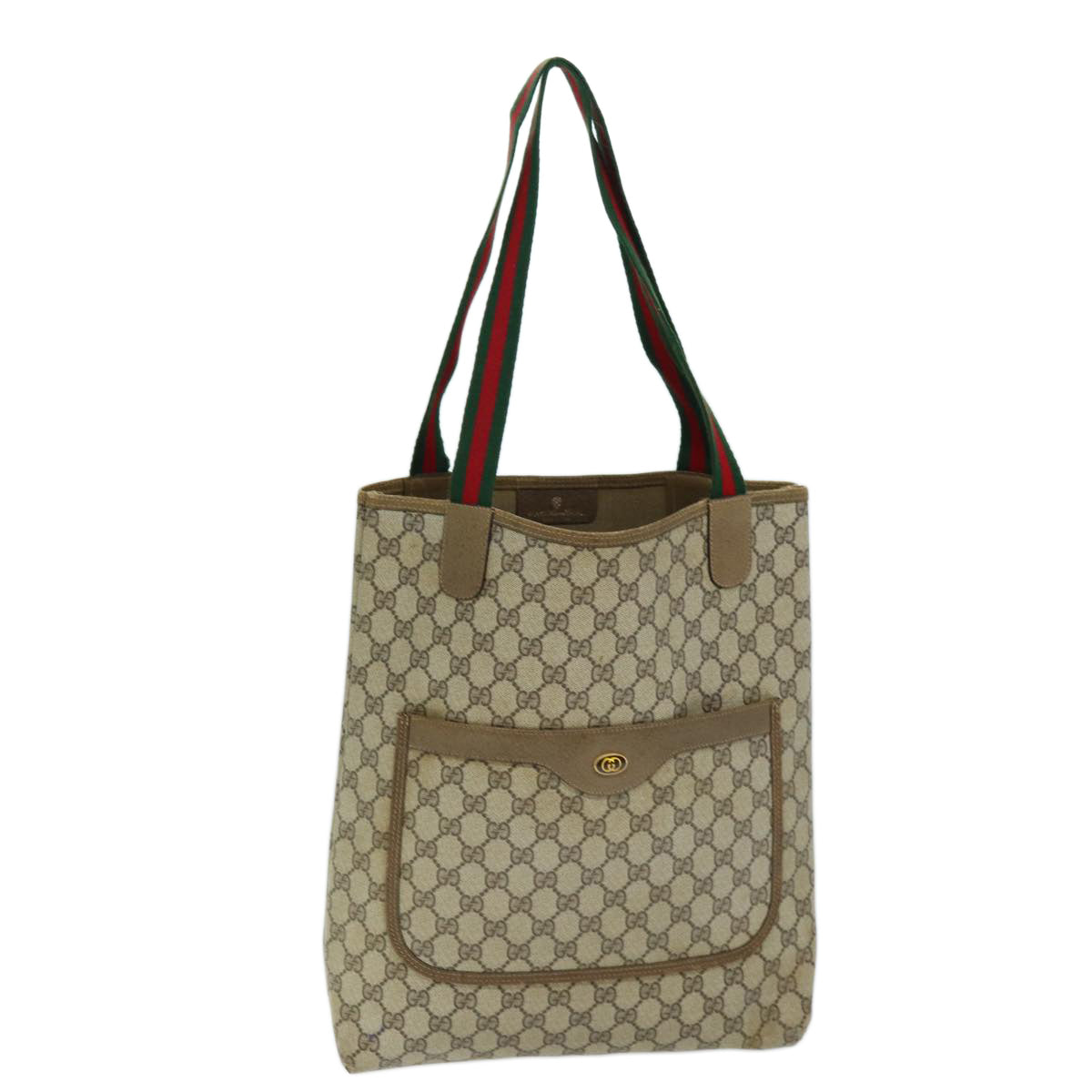 GUCCI GG Supreme Web Sherry Line Tote Bag Beige Red Green 39 02 003 yk12080