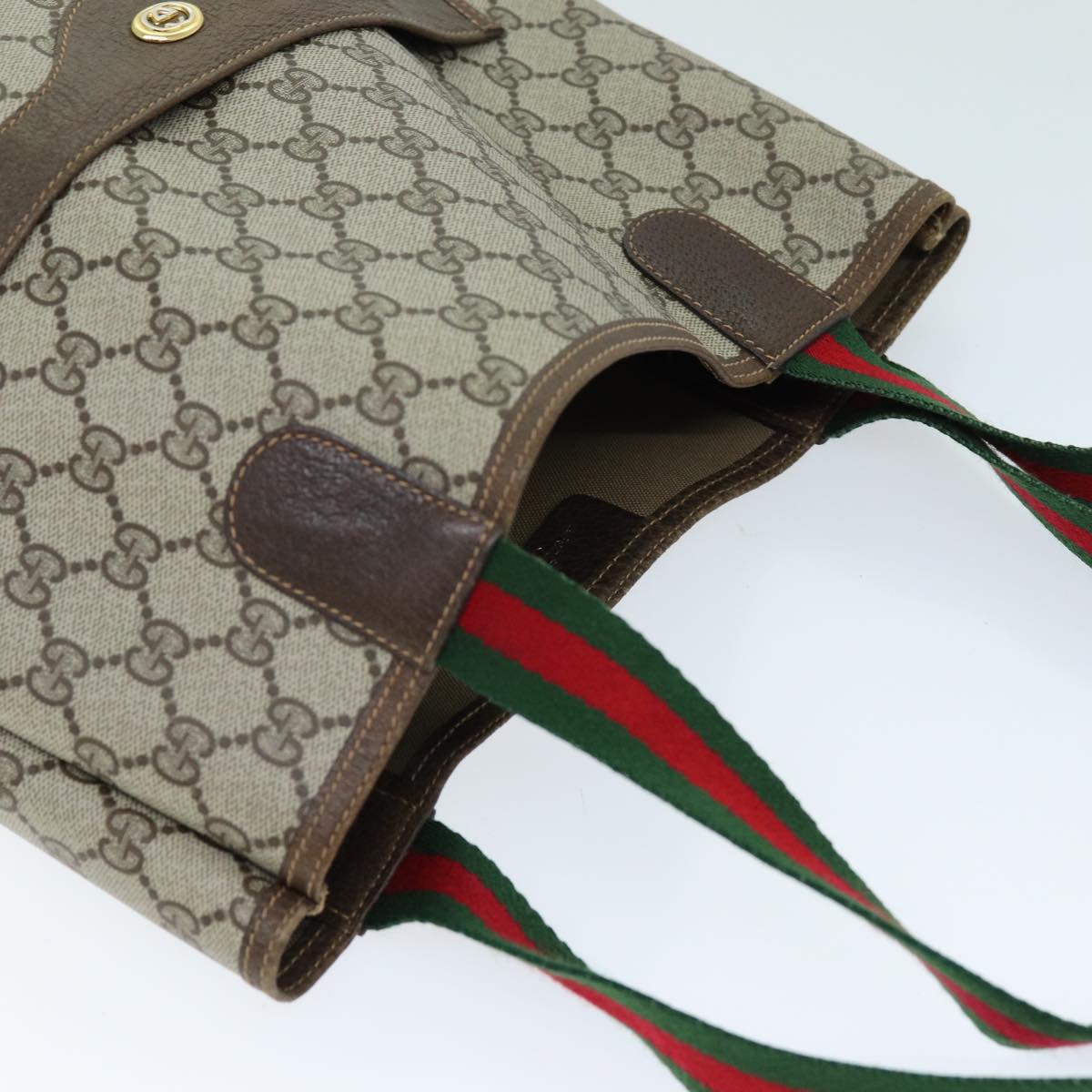 GUCCI GG Supreme Web Sherry Line Tote Bag Beige Red Green 40 02 003 yk12095
