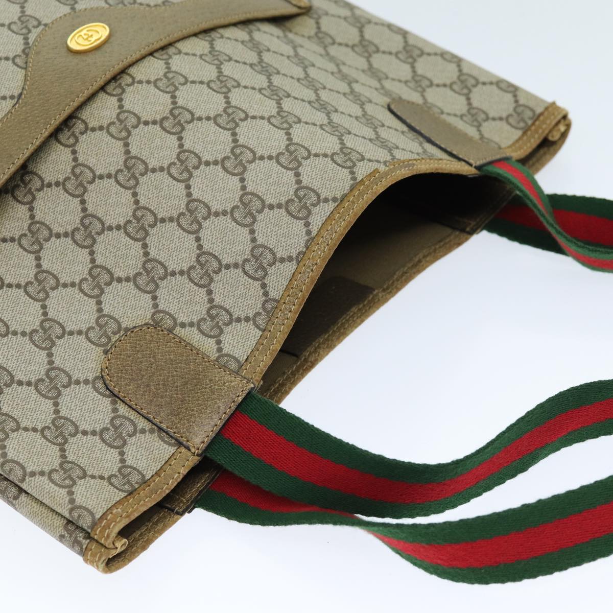 GUCCI GG Supreme Web Sherry Line Tote Bag Beige Red Green 39 02 003 yk12120